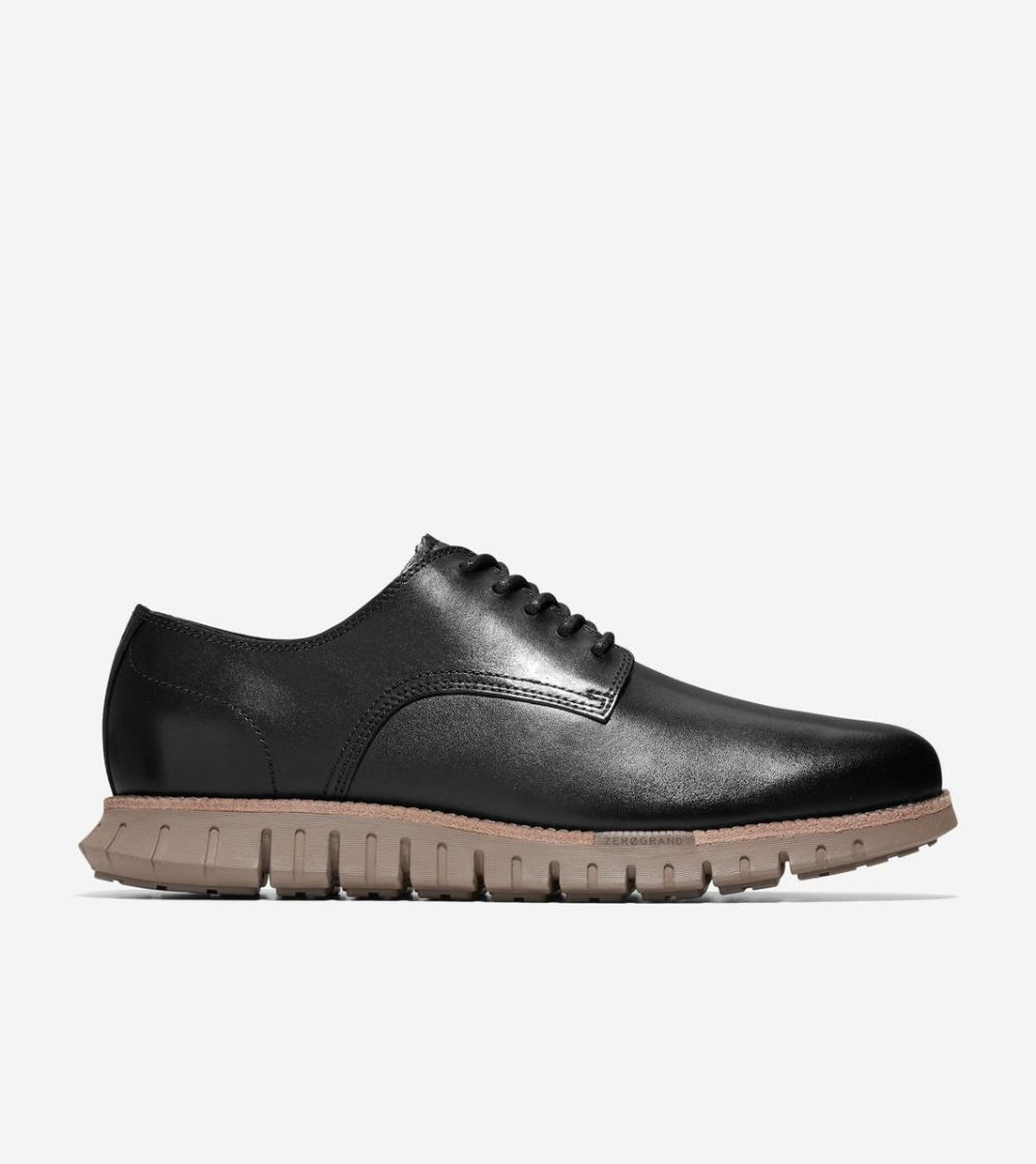 Cole Haan Free Shipping Men's ZEROGRAND Remastered Plain Toe Oxfords - Black-Irish Coffee