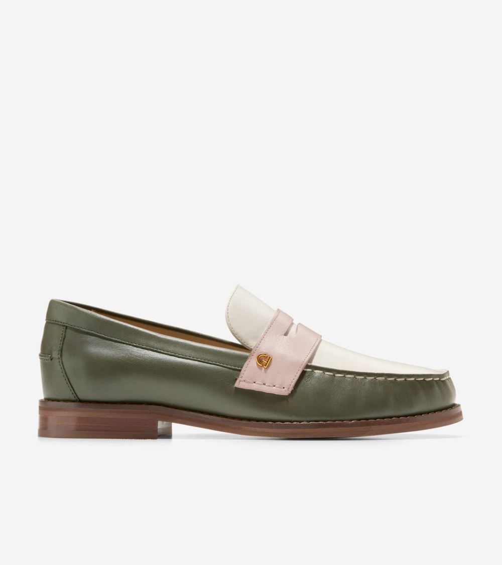 Cole Haan Free Shipping Women's Luxe Pinch Penny Loafer - Tea Leaf-Egret-Rosewater