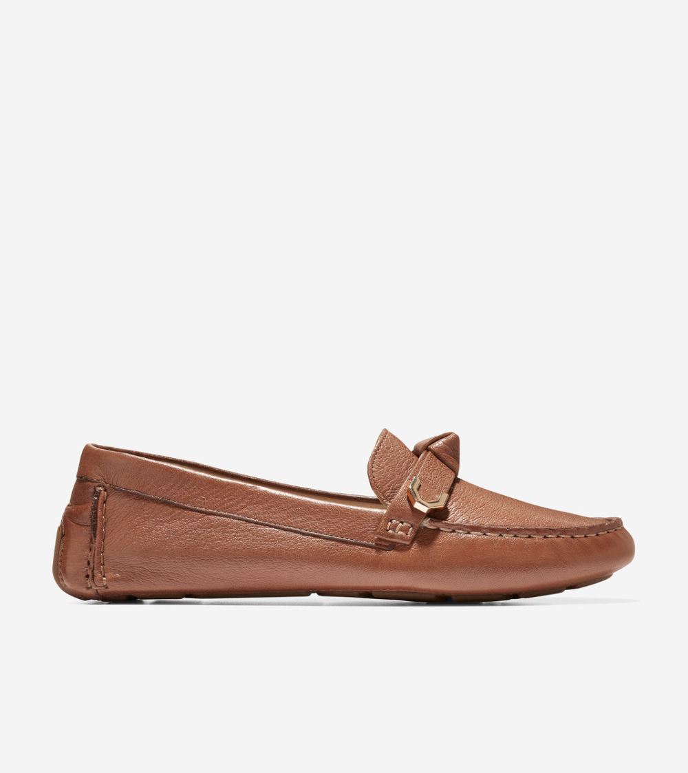 Cole Haan Free Shipping Women's Evelyn Bow Driver - Pecan Leather