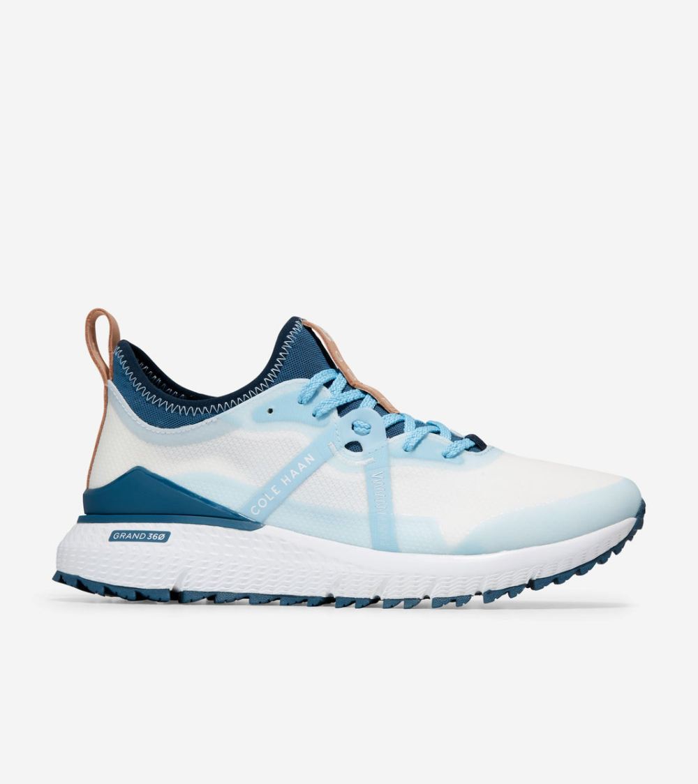 Cole Haan Free Shipping Men's ZEROGRAND Overtake Golf Shoe - Optic White-Ensign Blue-Blue Bell