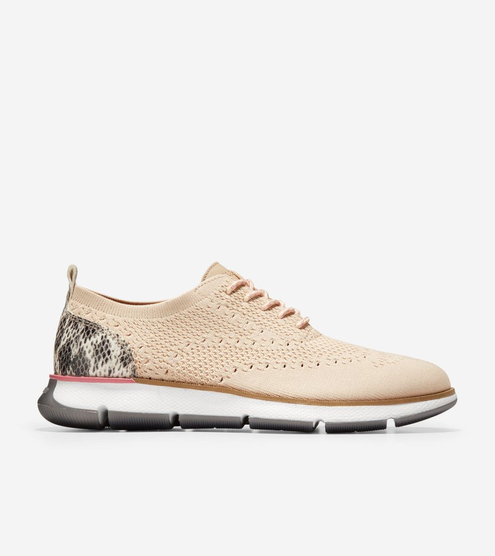 Cole Haan Free Shipping Women's 4.ZEROGRAND Oxford - Oat Stitchlite-Snake Print