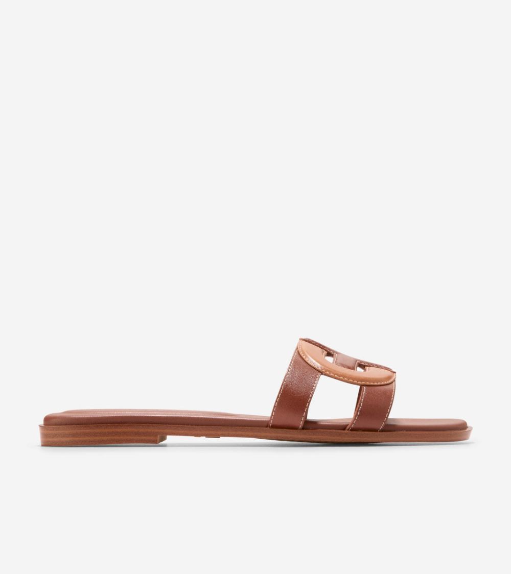 Cole Haan Free Shipping Women's Chrisee Slide Sandals - Dark Cuoio Brown-Pecan