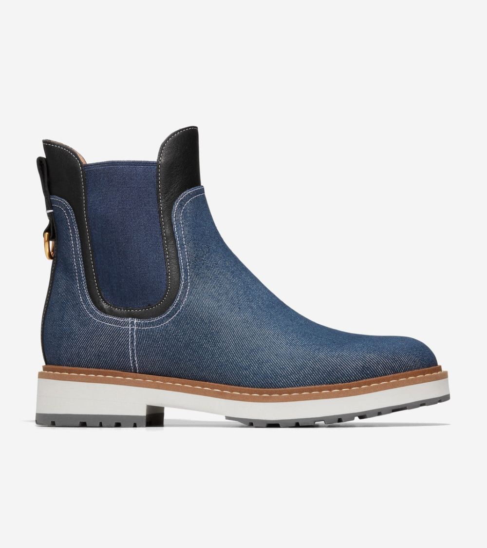 Cole Haan Free Shipping Women's Greenwich Bootie - Blue Denim-Ivory