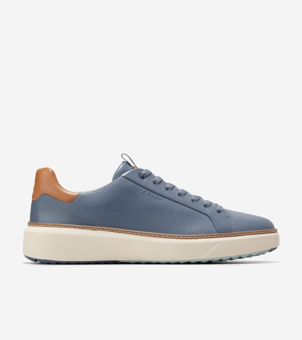 Cole Haan Free Shipping Men's GrandPro Topspin Golf Shoes - Folkstone Gray-Natural Tan-Ivory