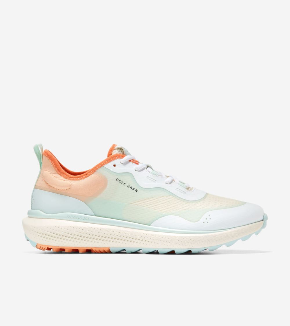 Cole Haan Free Shipping Women's ZEROGRAND Fairway Golf Shoe - Ivory-Optic White-Blue Glass-Peach