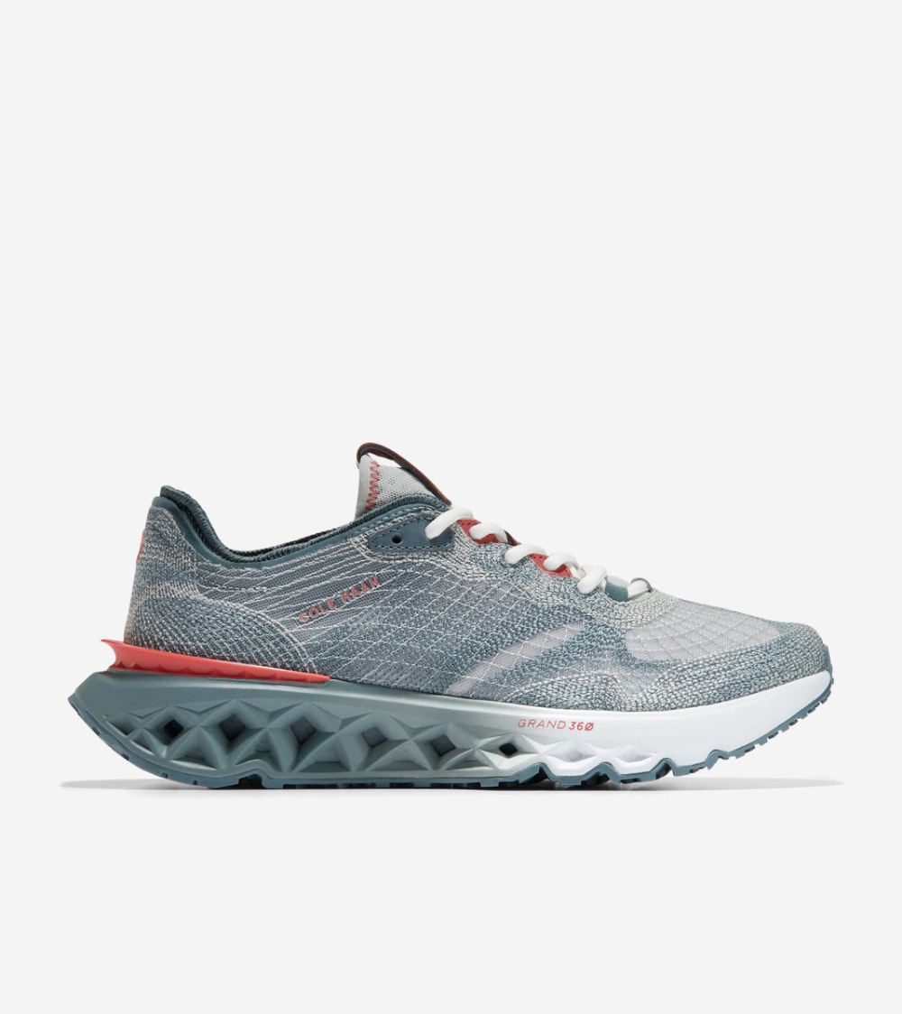 Cole Haan Free Shipping Men's 5.ZEROGRAND Embrostitch Running Shoes - Storm Gray-Mineral Red-Optic White