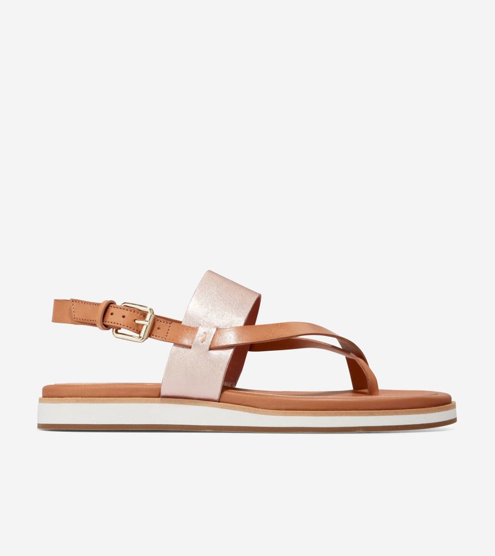 Cole Haan Free Shipping Women's Mandy Thong Sandal - Pecan-Rose Gold