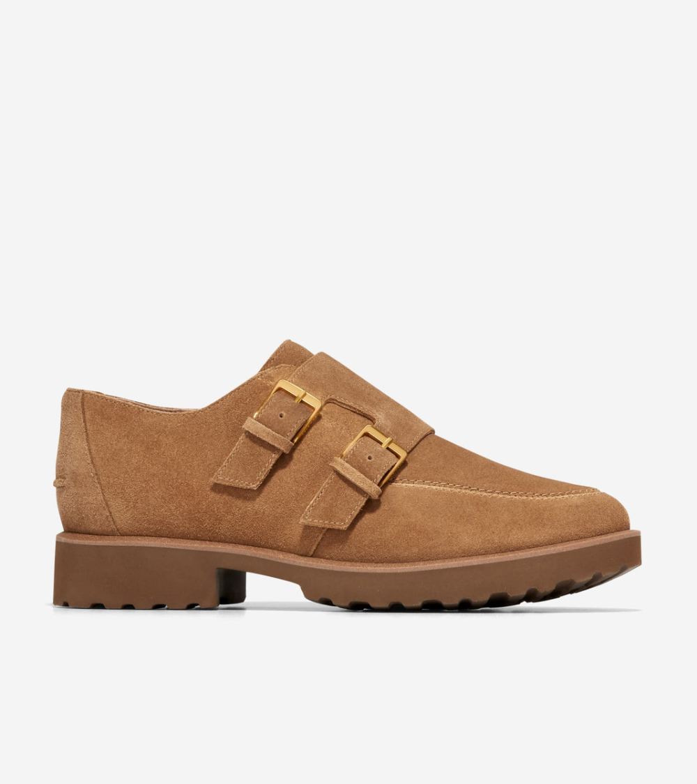 Cole Haan Free Shipping Women's Greenwich Monk Strap Oxford - Golden Toffee