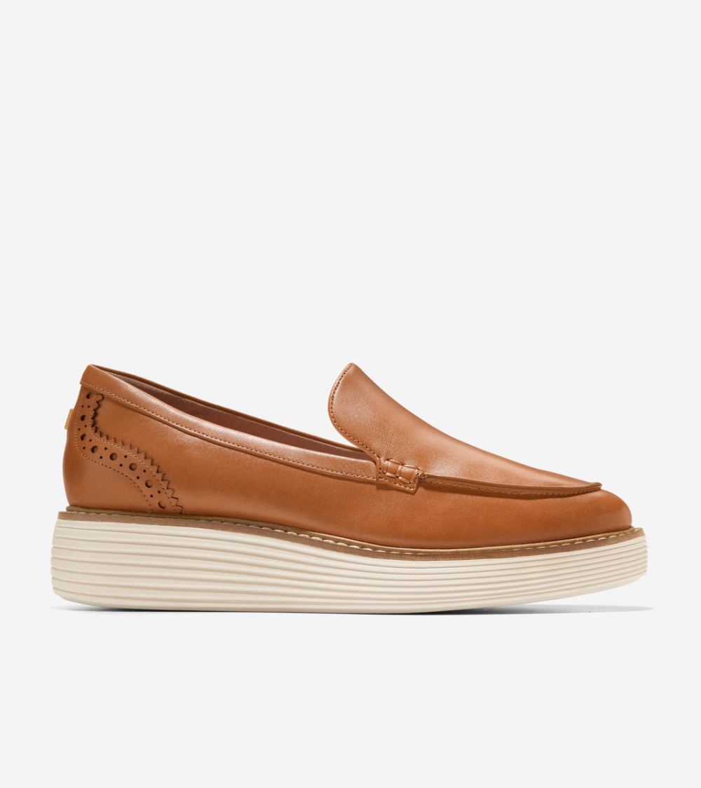 Cole Haan Free Shipping Women's OriginalGrand Platform Venetian Loafer - Pecan-Ivory