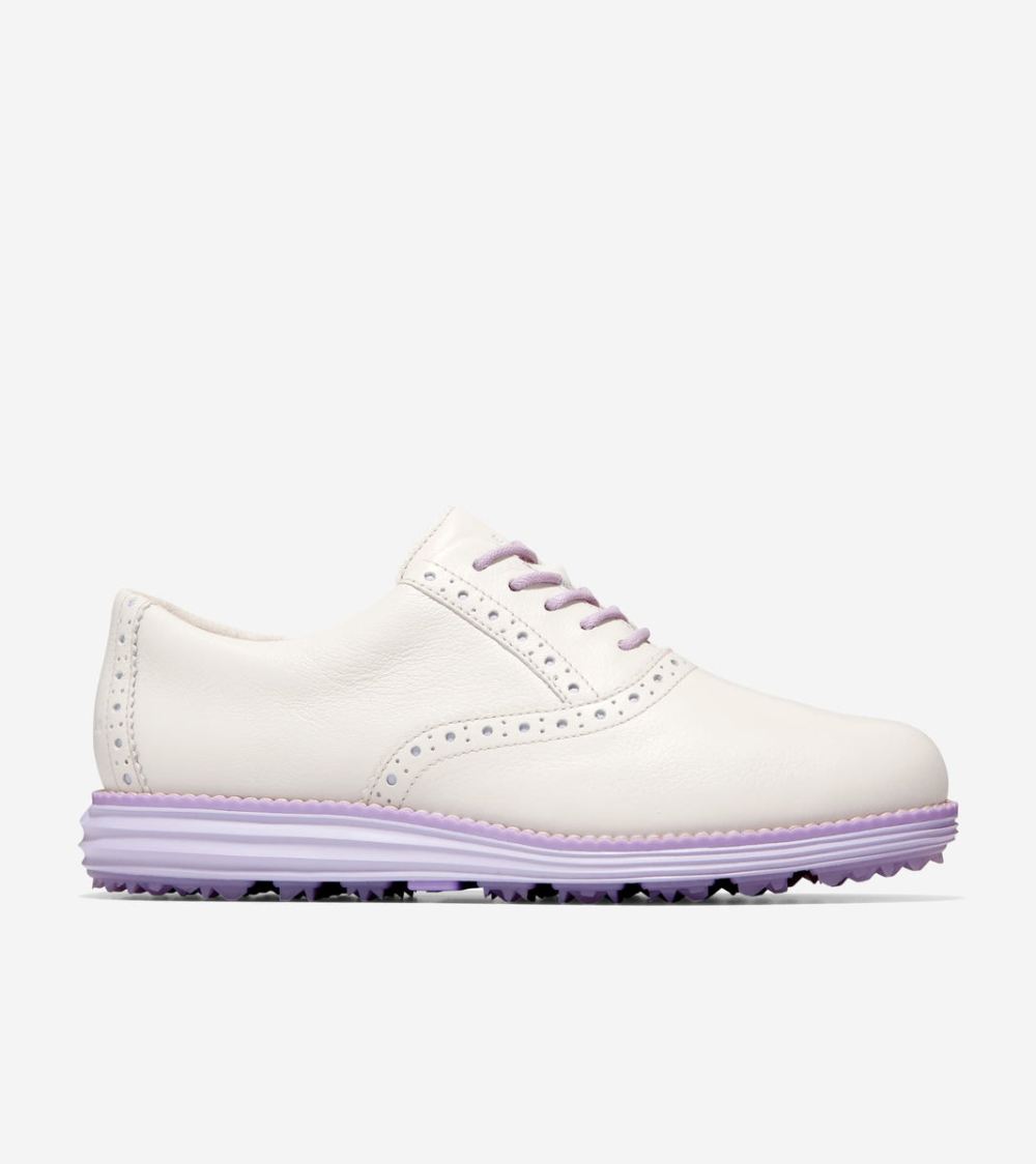 Cole Haan Free Shipping Women's OriginalGrand Shortwing Golf Shoe - Silver Birch-Lavender-Orchid Petal