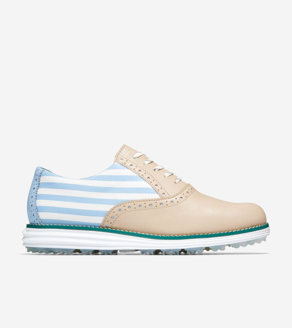 Women's Cole Haan Free Shipping x Byrdie Golf Social Wear OriginalGrand Shortwing Golf Shoe - Angora-Blue Bell-Optic White