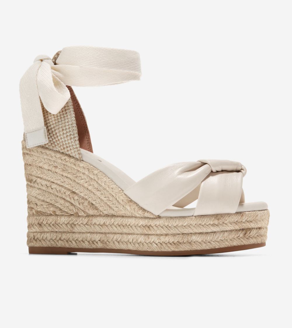 Cole Haan Free Shipping Women's Cloudfeel Hampton Wedge Sandals - Ivory-Natural Canvas