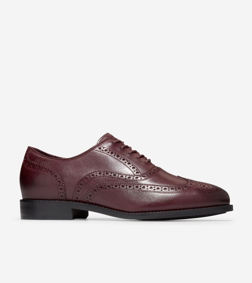 Cole Haan Free Shipping Men's Broadway Wingtip Oxfords - Bloodstone-Black