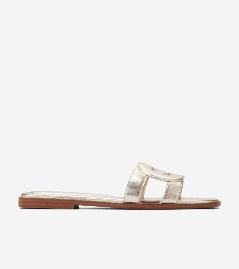 Cole Haan Free Shipping Women's Chrisee Slide Sandals - Soft Gold