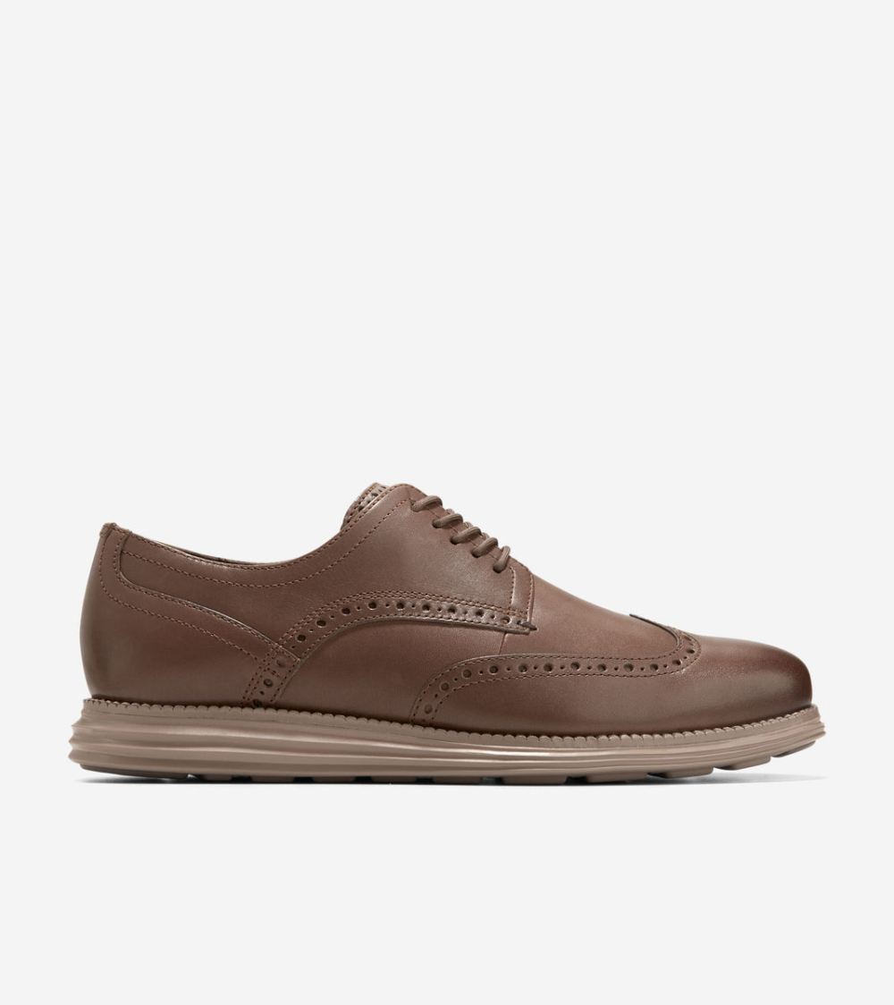 Cole Haan Free Shipping Men's OriginalGrand Wingtip Oxfords - Truffle Brown-Irish Coffee