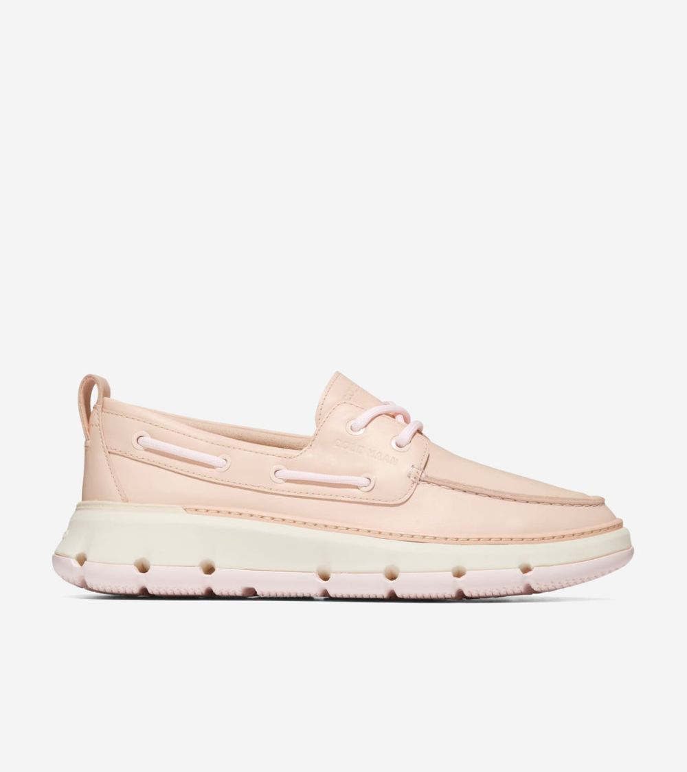 Cole Haan Free Shipping Women's 4.ZEROGRAND Regatta Boat Shoe - Bleached Tan-Ivory-Rosewater
