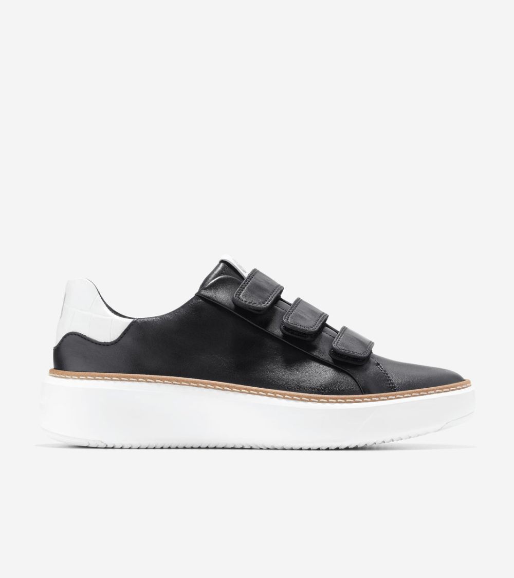 Cole Haan Free Shipping Women's GrandPro Topspin Triple Strap Sneakers - Black-Optic White Croc