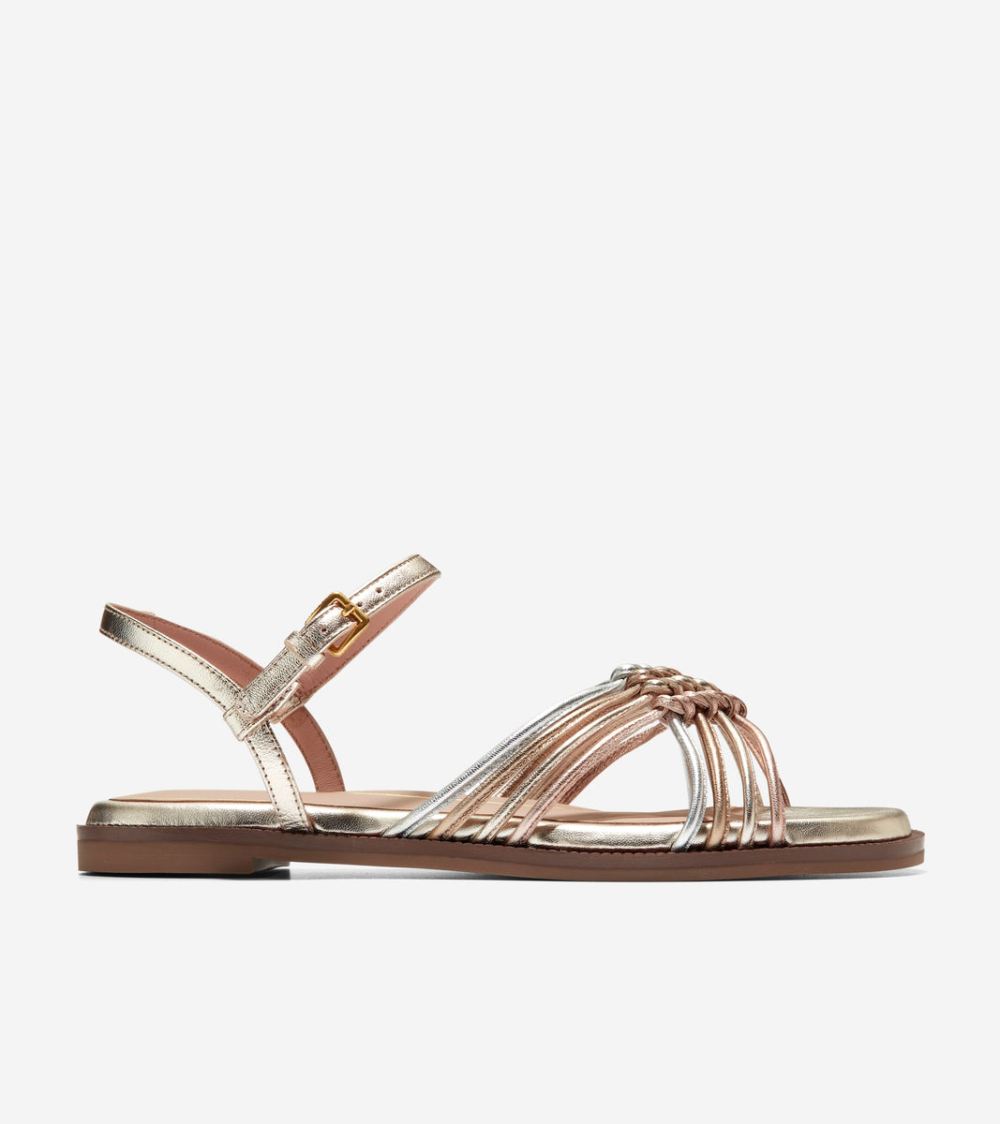 Cole Haan Free Shipping Women's Jitney Knot Sandals - Soft Gold-Silver-Rose Gold