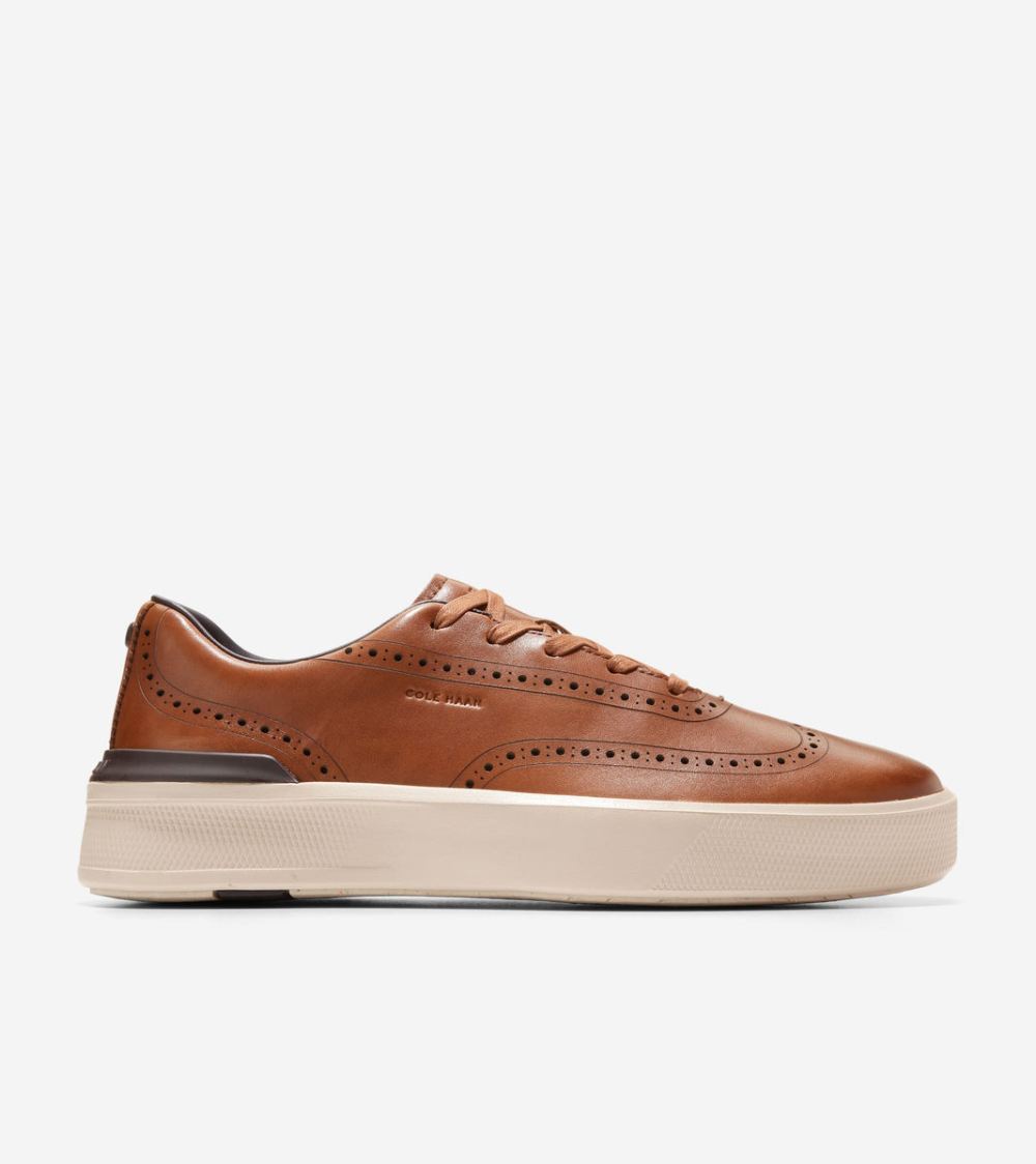Cole Haan Free Shipping Men's GrandPro Crew Wingtip Sneaker - British Tan-Birch