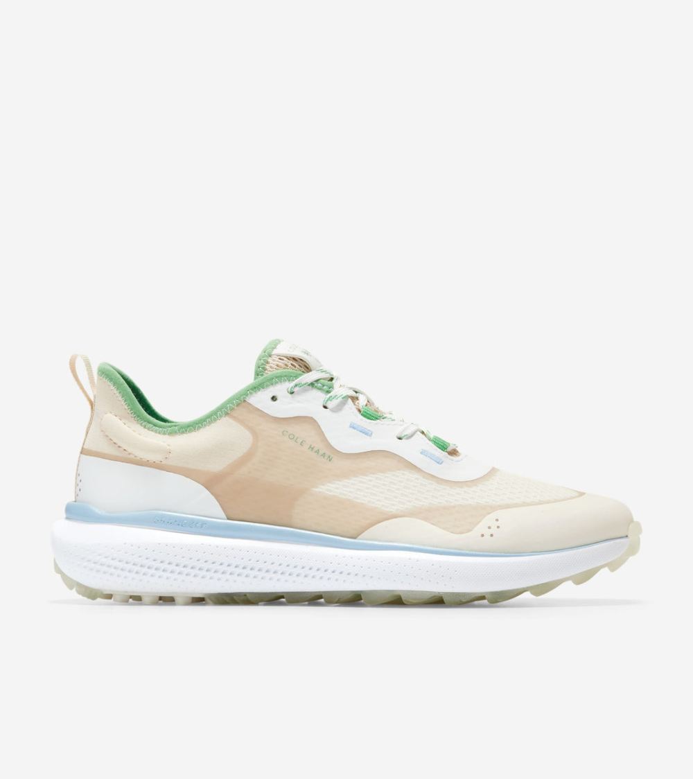 Women's Cole Haan Free Shipping x Byrdie Golf Social Wear ZEROGRAND Fairway Golf Shoe - Ivory-Bleached Sand-Blue Bell-White
