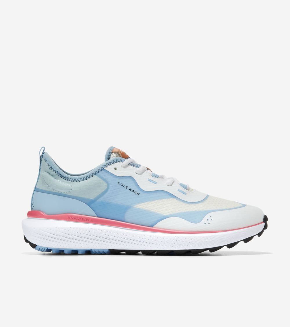 Cole Haan Free Shipping Women's ZEROGRAND Fairway Golf Shoe - Optic White-Blue Bell-Sun Kissed Coral