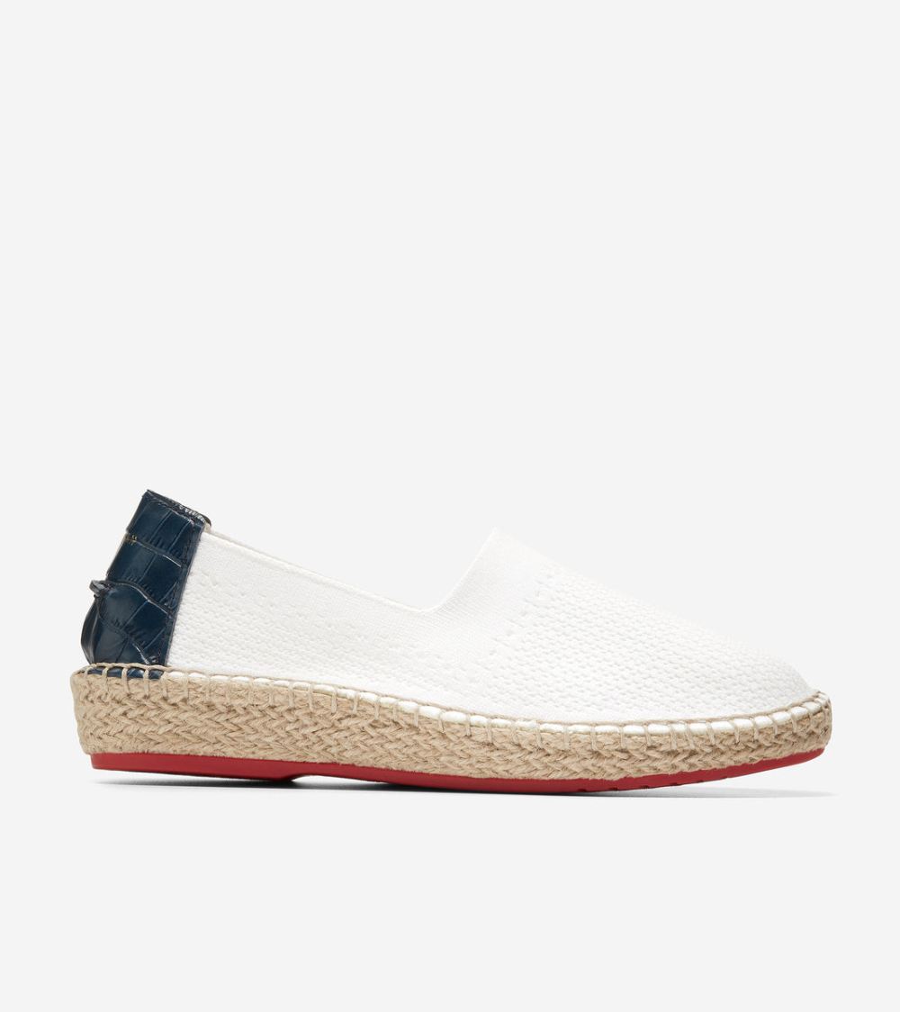 Cole Haan Free Shipping Women's Cloudfeel Espadrille - Optic White Stitchlite-Moonlit Ocean