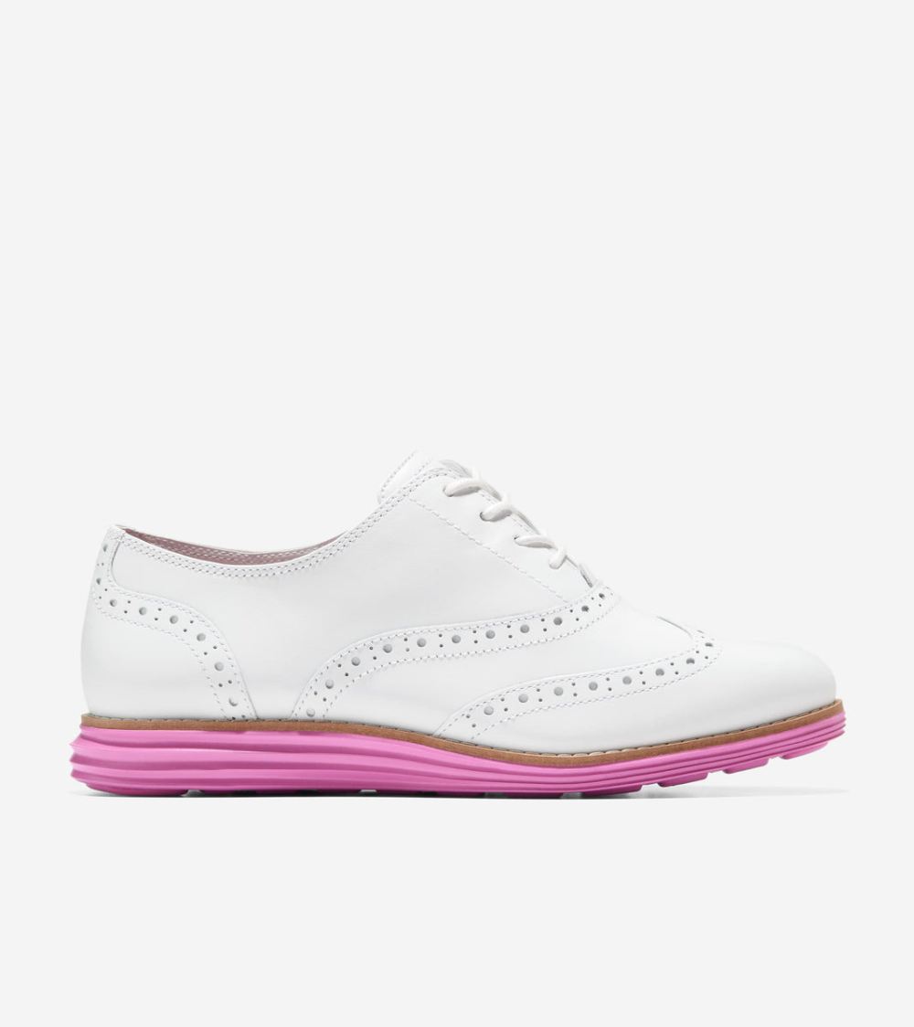 Cole Haan Free Shipping Women's OriginalGrand Wingtip Oxford - Optic White-Cyclamen