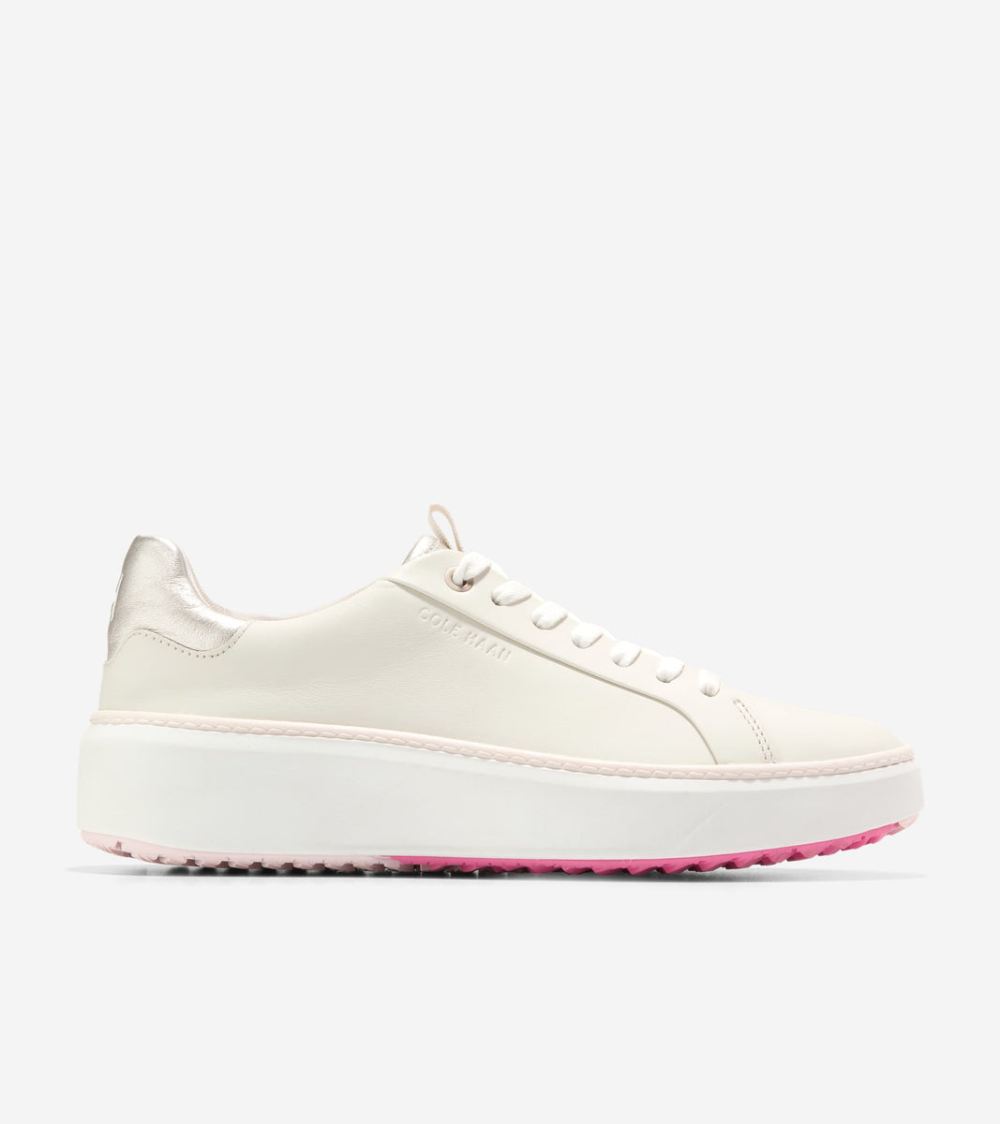 Cole Haan Free Shipping Women's GrandPro Topspin Golf Shoes - Silver Birch-Optic White