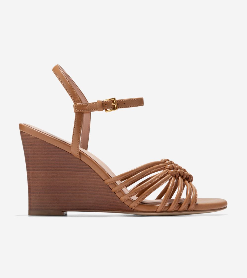 Cole Haan Free Shipping Women's Jitney Knot Wedge Sandals - Pecan Brown