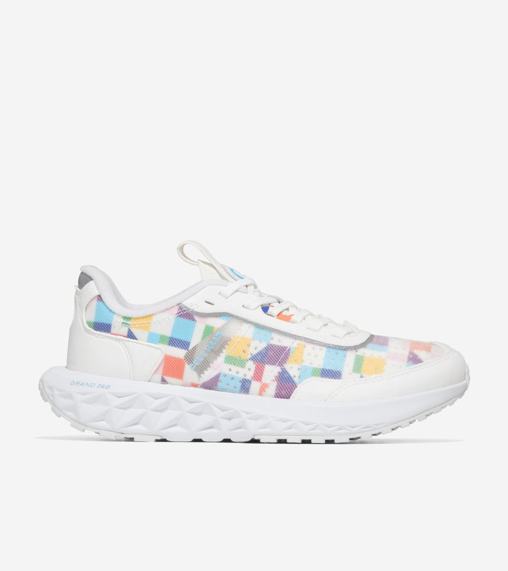 Cole Haan Free Shipping Women's ZEROGRAND Outpace 3 Running Shoe - White-Pride Multicolor
