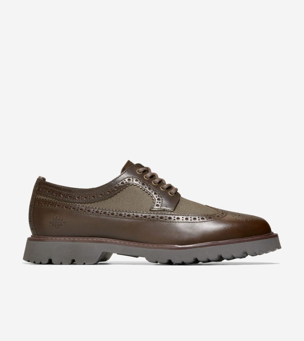 Cole Haan Free Shipping Men's American Classics Longwing Oxfords - Deep Olive-Morel
