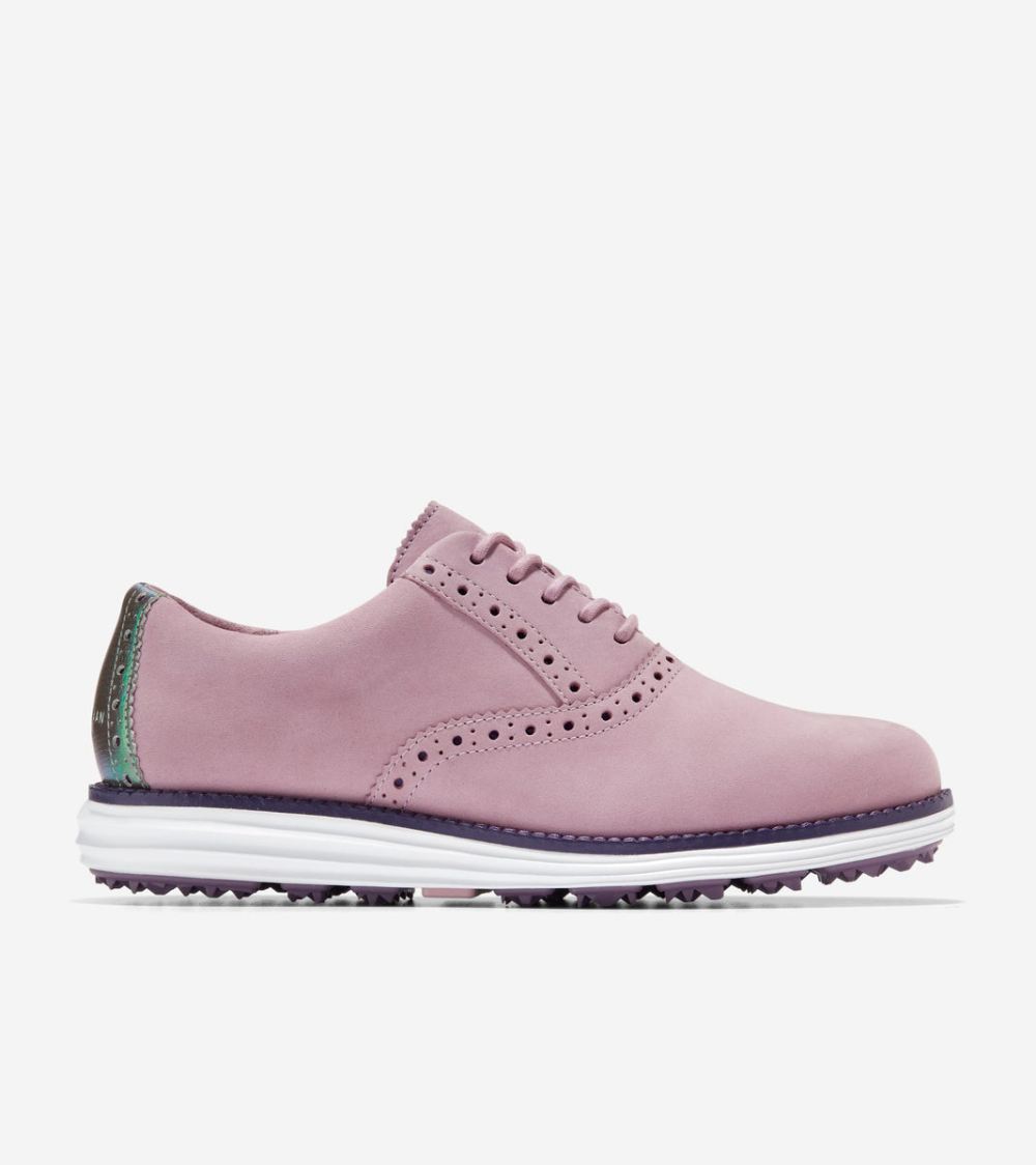 Cole Haan Free Shipping Women's OriginalGrand Shortwing Golf Shoes - Mauve Shadows-Plum-Optic White