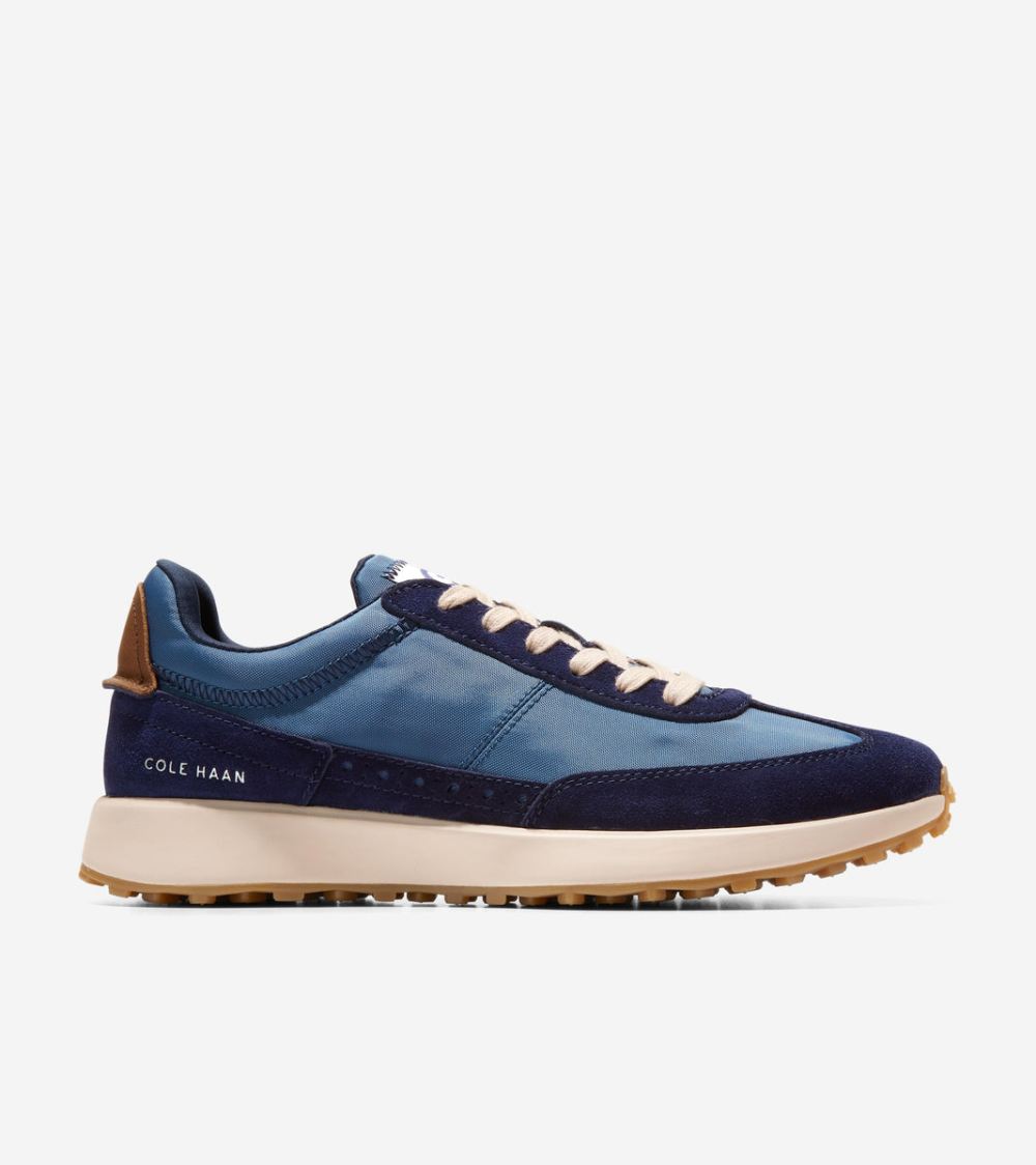 Cole Haan Free Shipping Men's Grand Crosscourt Midtown Sneakers - Ensign Blue-Evening Blue Suede-Oat