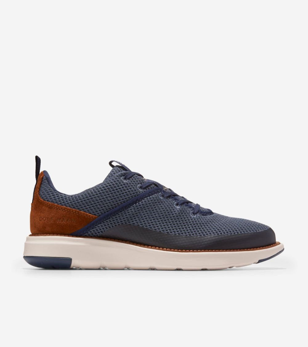 Cole Haan Free Shipping Men's Grand Atlantic Sneaker - Marine Blue Knit-British Tan