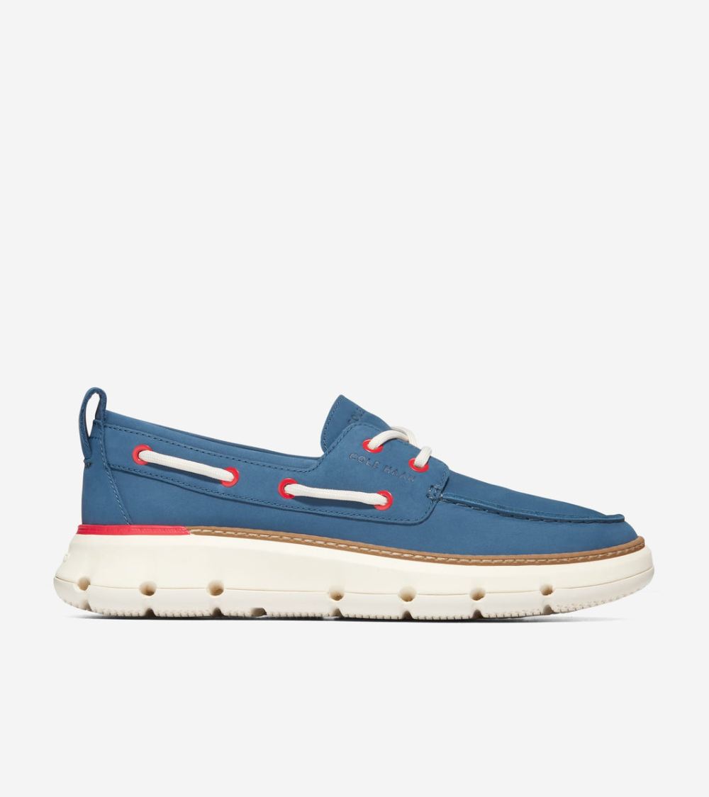 Cole Haan Free Shipping Women's 4.ZEROGRAND Regatta Boat Shoe - Ensign Blue-Fiery Red-Ivory