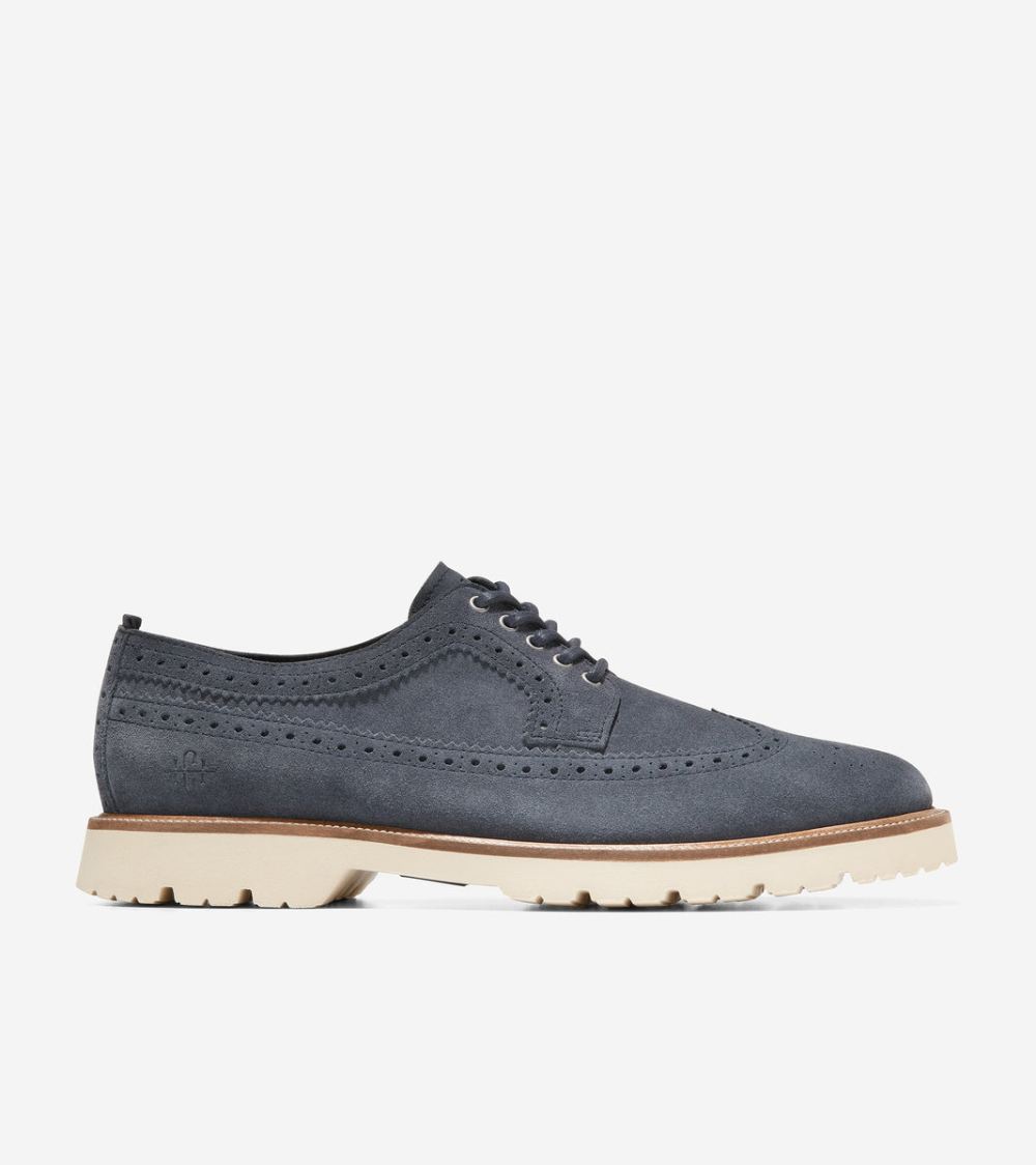 Cole Haan Free Shipping Men's American Classics Longwing Oxford - Navy