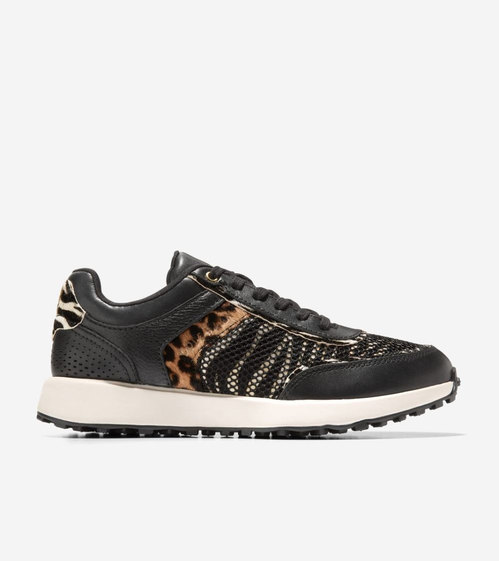 Cole Haan Free Shipping Women's GrandPro Wellesley Running Sneaker - Black-Safari Print-Ivory