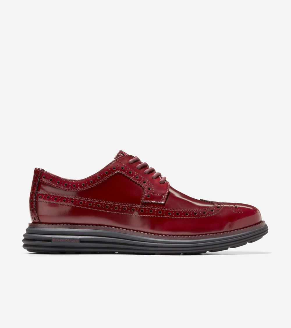 Cole Haan Free Shipping Men's OriginalGrand Remastered Longwing Oxford - Bloodstone-Syrah Brush-Off-Black