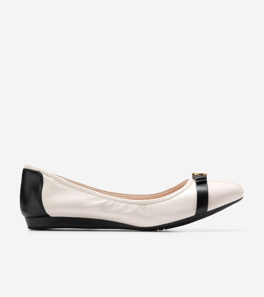 Cole Haan Free Shipping Women's Tova Bow Ballet - Ivory-Black