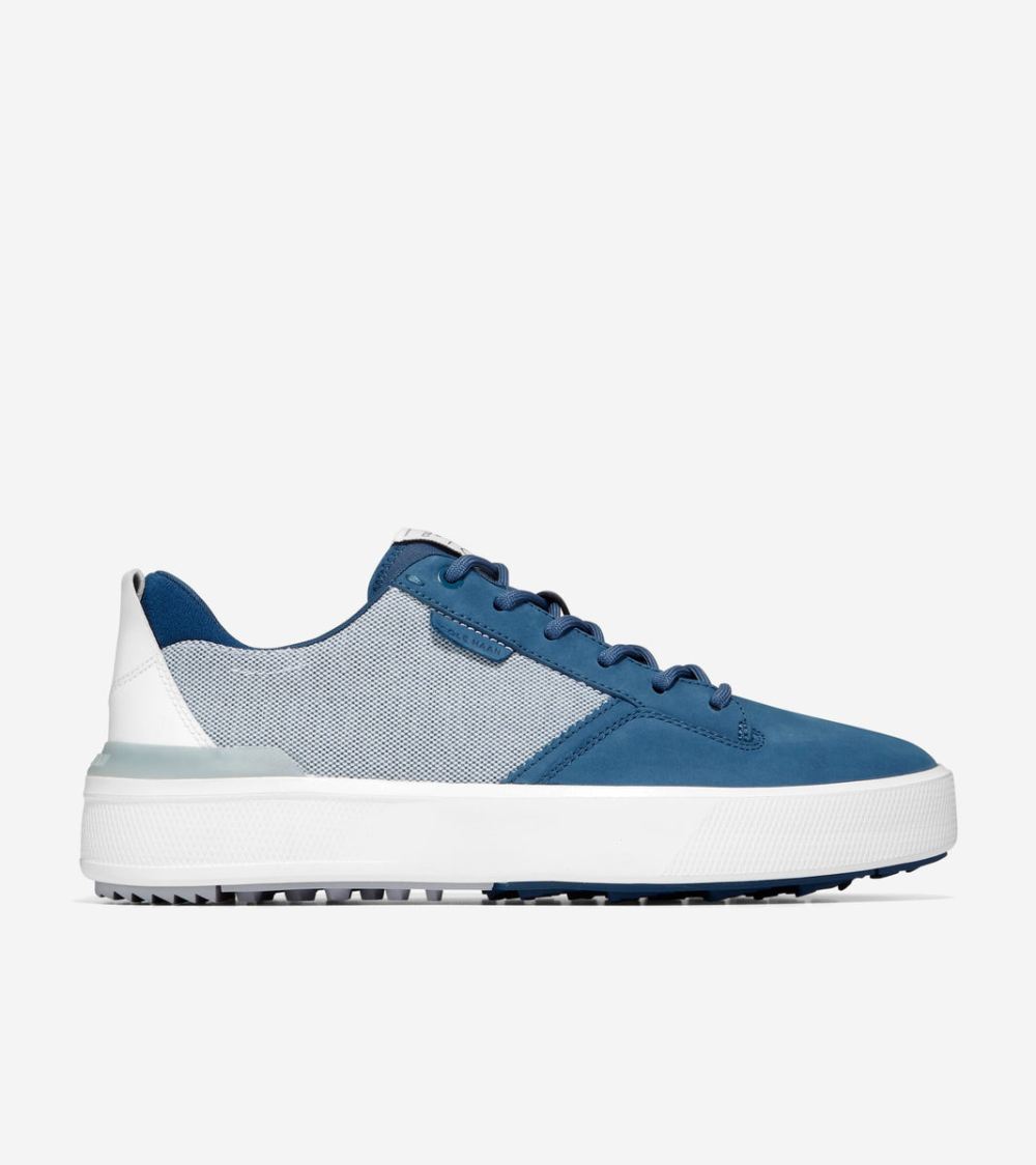 Cole Haan Free Shipping Men's GrandPro Crew Golf Shoe - Ensign Blue-Optic White-Micro Chip
