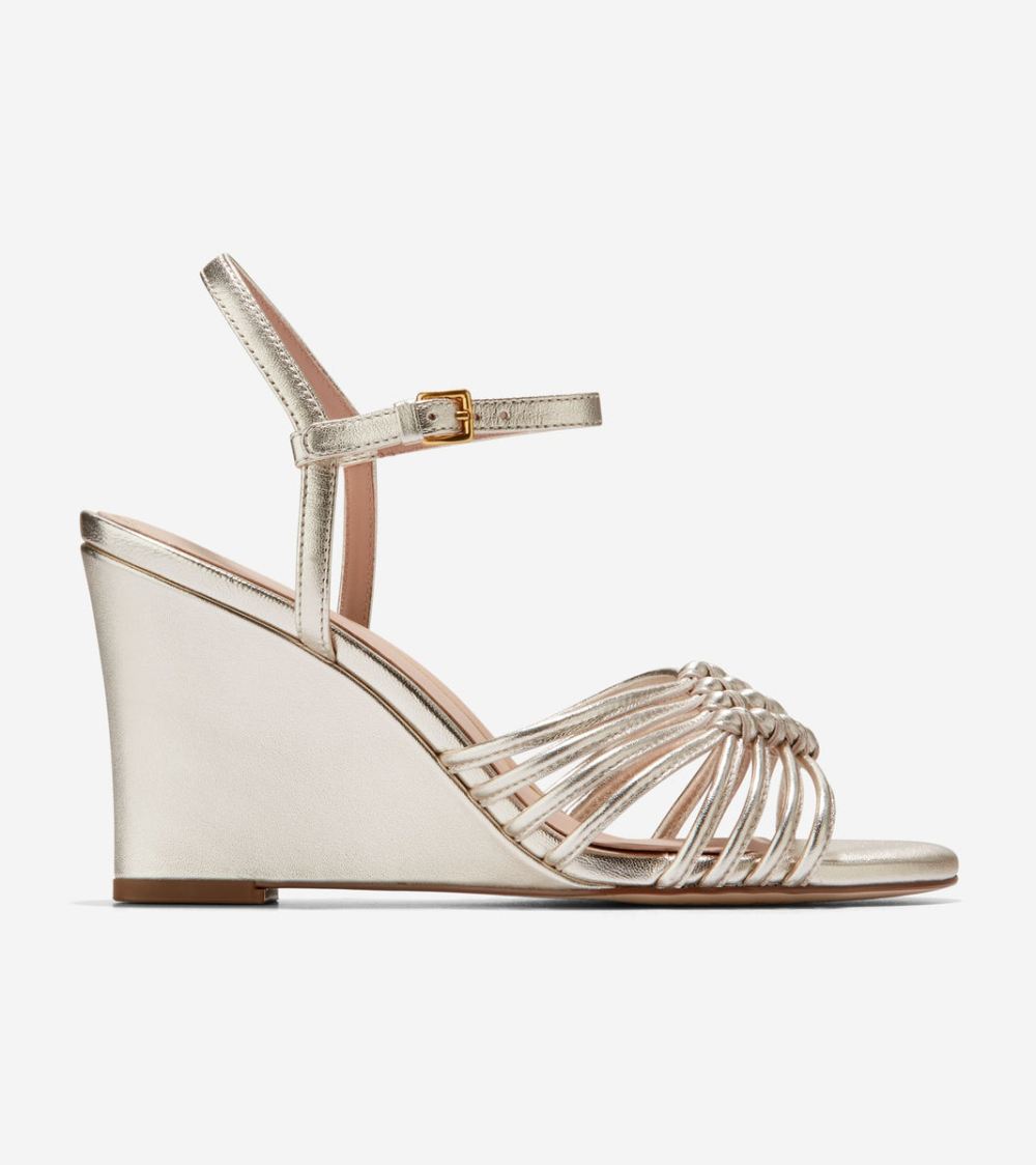 Cole Haan Free Shipping Women's Jitney Knot Wedge Sandals - Soft Gold