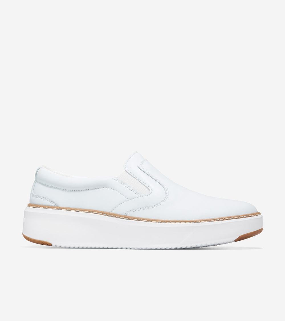 Cole Haan Free Shipping Women's GrandPro Topspin Slip-On Sneaker - White-Ivory