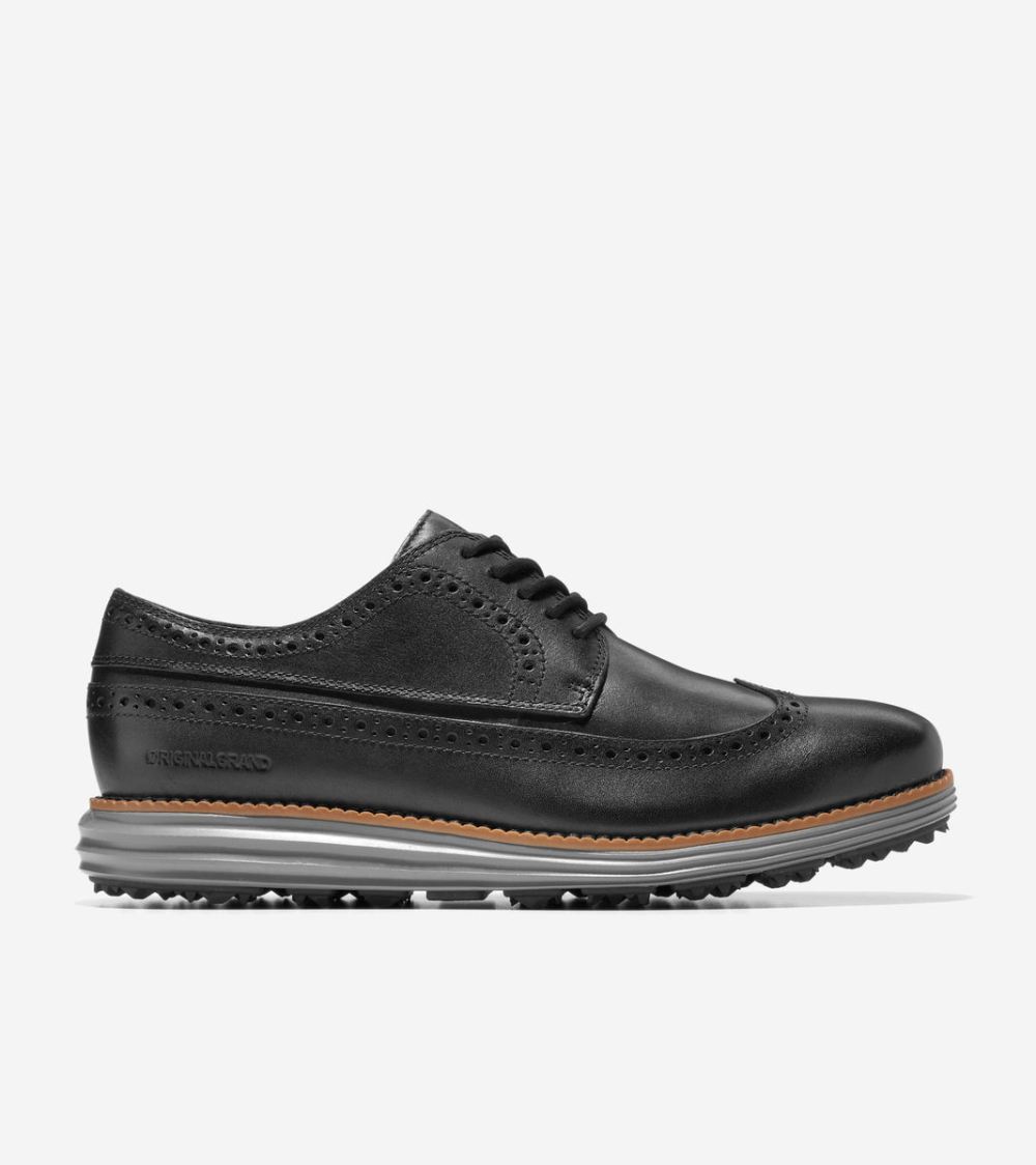 Cole Haan Free Shipping Men's OriginalGrand Water-Resistant Golf Shoe - Black-Natural-Quiet Shade