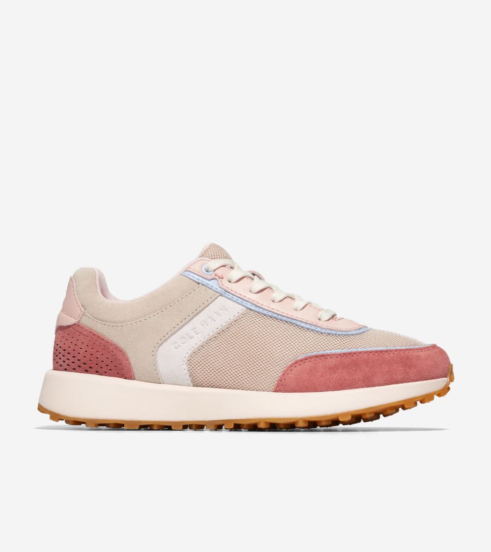 Cole Haan Free Shipping Women's GrandPro Wellesley Running Sneaker - Light Sesame-Nylon-Light Mahogony Suede-Rosewater Suede