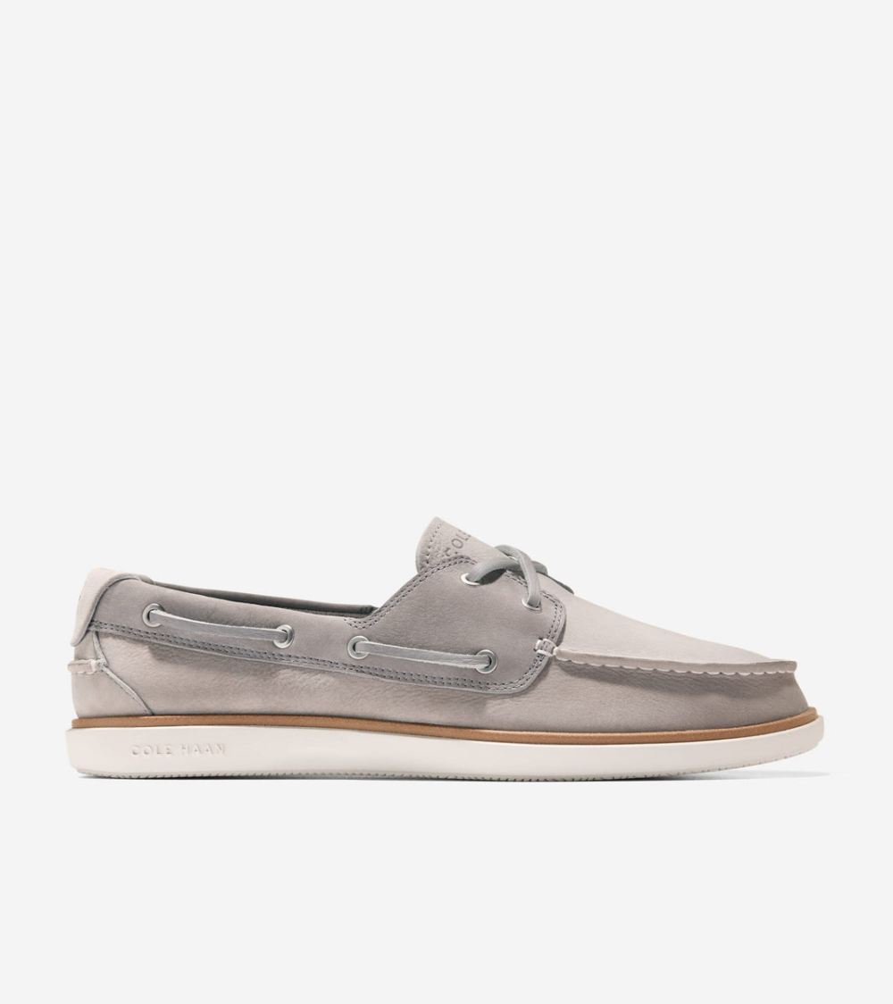 Cole Haan Free Shipping Men's GrandPro Windward Boat Shoes - Paloma-Dove-Ivory