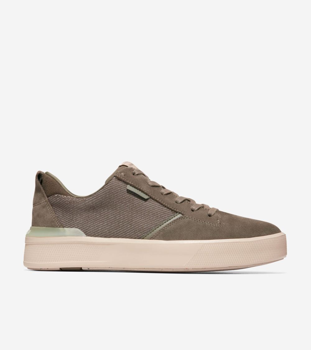 Cole Haan Free Shipping Men's GrandPro Crew Sneakers - Deep Olive-Tea Leaf-Oat