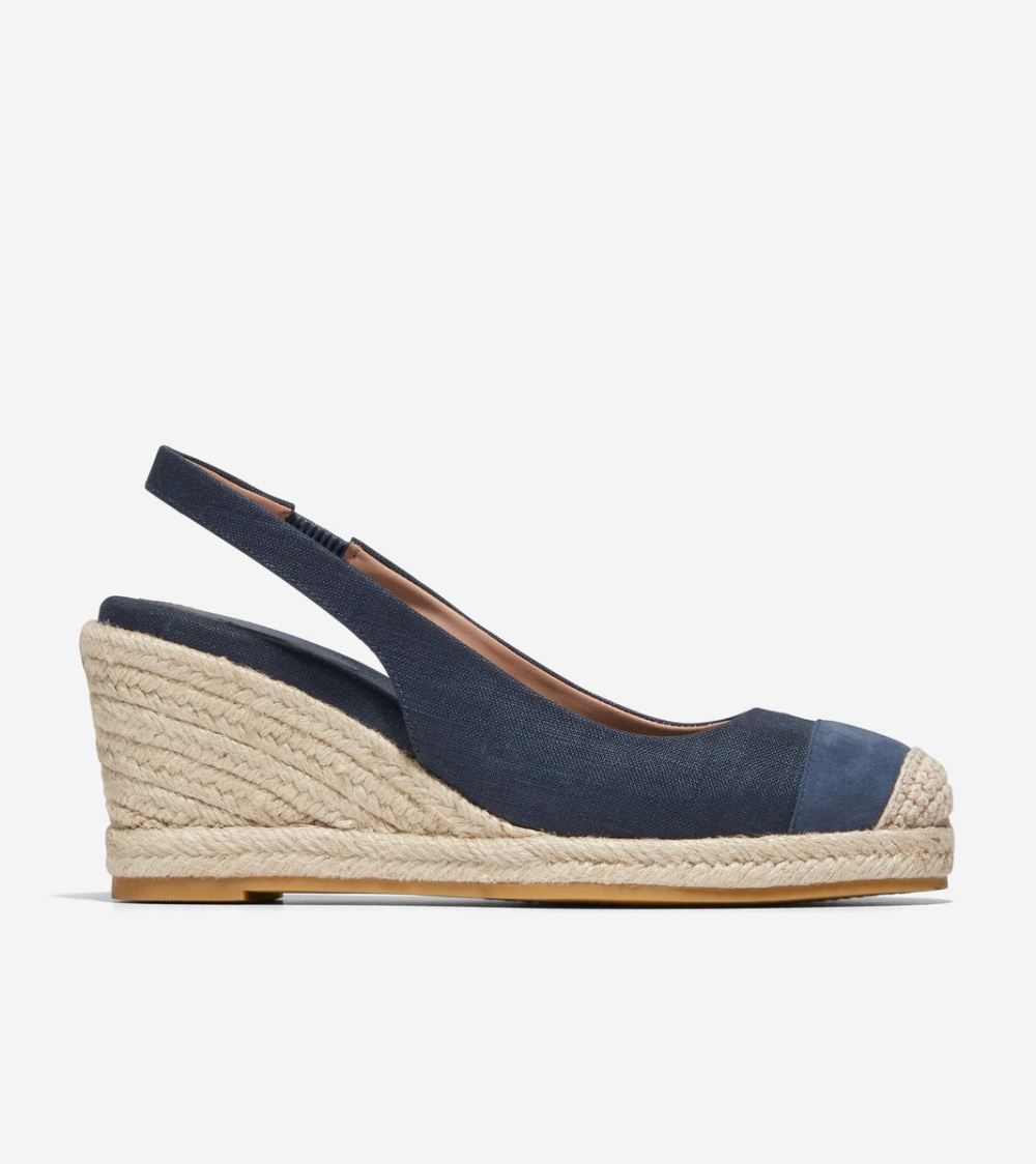 Cole Haan Free Shipping Women's Cloudfeel Espadrille Wedge Slingback - Navy Blazer