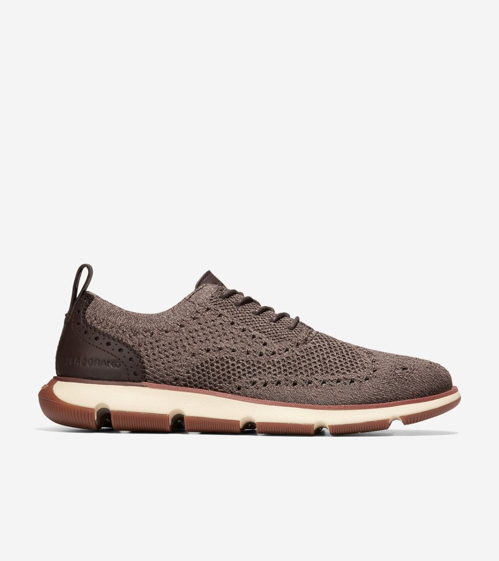 Cole Haan Free Shipping Men's 4.ZEROGRAND Oxford - Chocolate Stitchlite-Alabaster