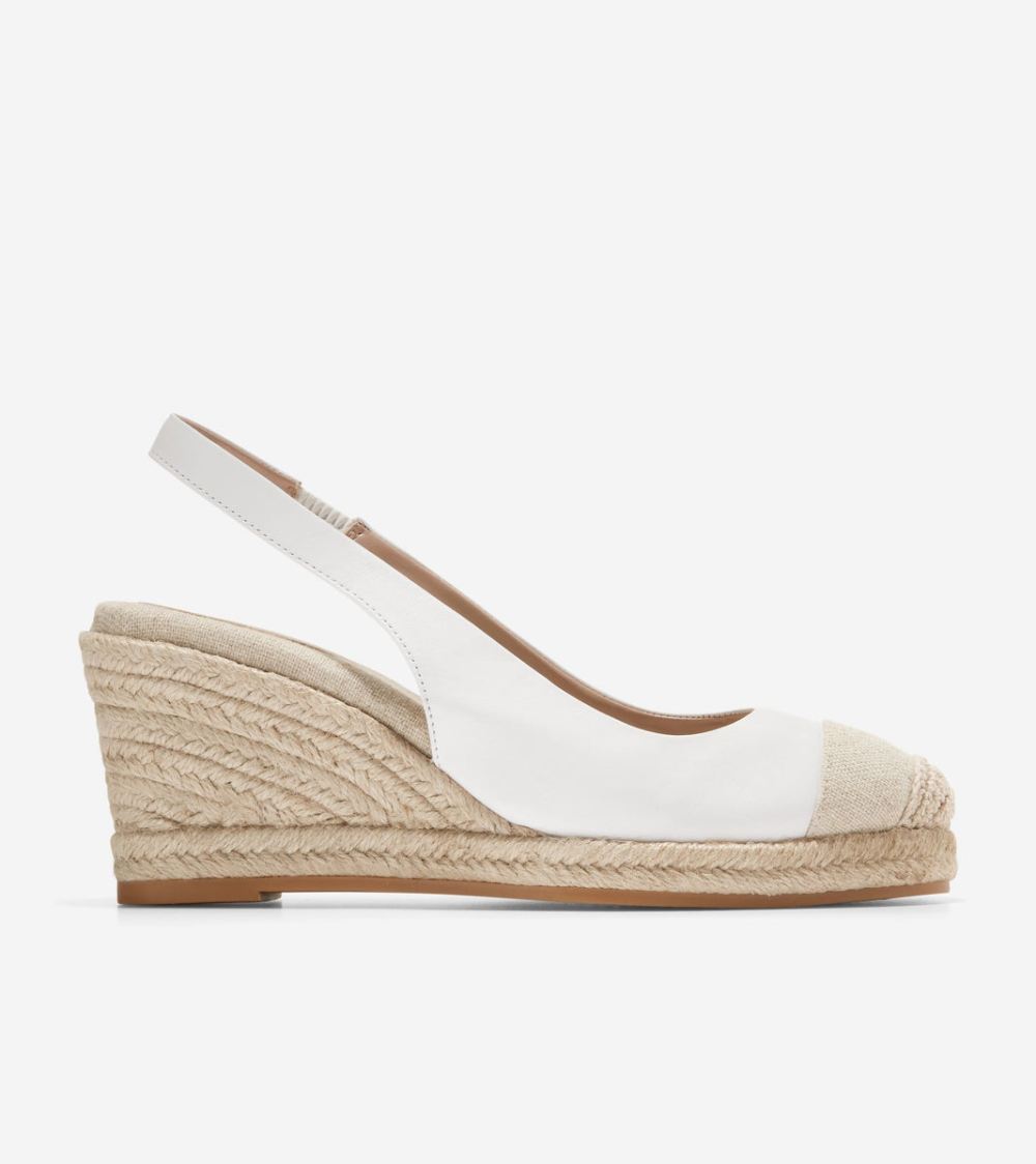 Cole Haan Free Shipping Women's Cloudfeel Espadrille Wedge Slingback - White Natural
