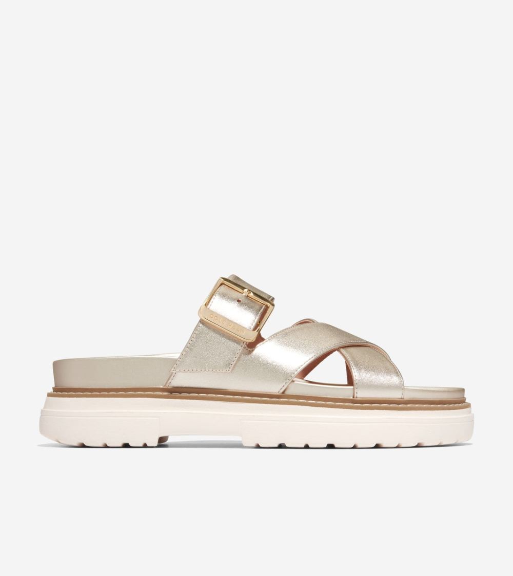 Cole Haan Free Shipping Women's Fraya Slide Sandal - Soft Gold Leather
